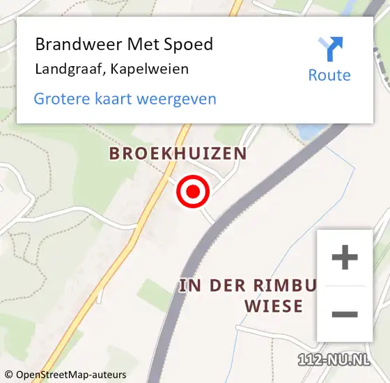 Locatie op kaart van de 112 melding: Brandweer Met Spoed Naar Landgraaf, Kapelweien op 2 mei 2022 20:55