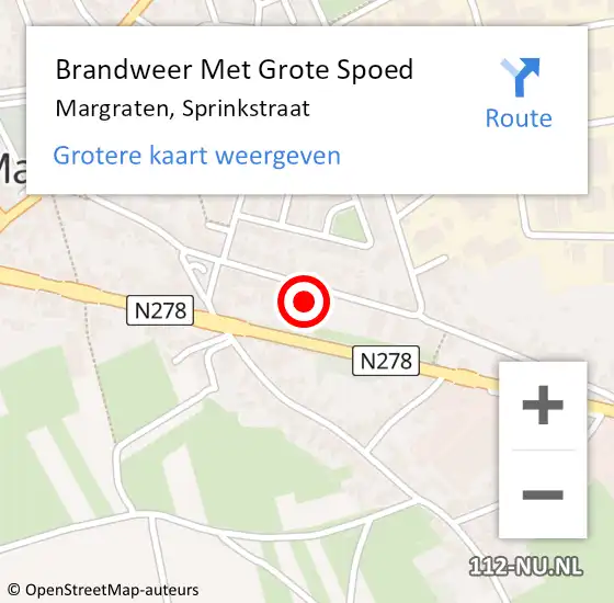 Locatie op kaart van de 112 melding: Brandweer Met Grote Spoed Naar Margraten, Sprinkstraat op 2 mei 2022 21:04