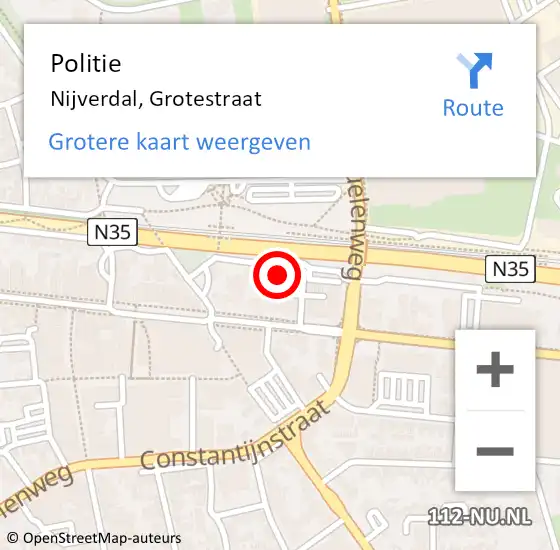 Locatie op kaart van de 112 melding: Politie Nijverdal, Grotestraat op 2 mei 2022 21:05