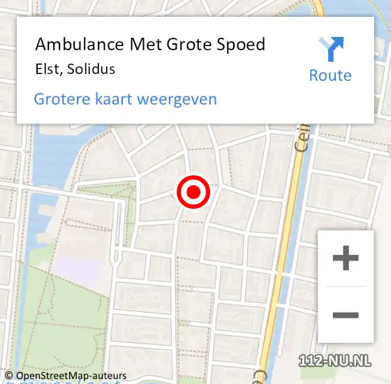 Locatie op kaart van de 112 melding: Ambulance Met Grote Spoed Naar Elst, Solidus op 2 mei 2022 21:28