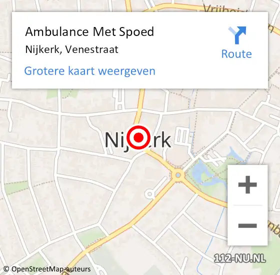 Locatie op kaart van de 112 melding: Ambulance Met Spoed Naar Nijkerk, Venestraat op 2 mei 2022 21:49
