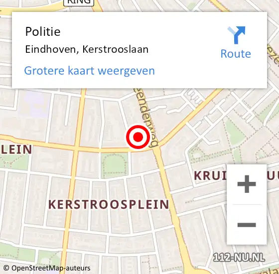 Locatie op kaart van de 112 melding: Politie Eindhoven, Kerstrooslaan op 2 mei 2022 21:57