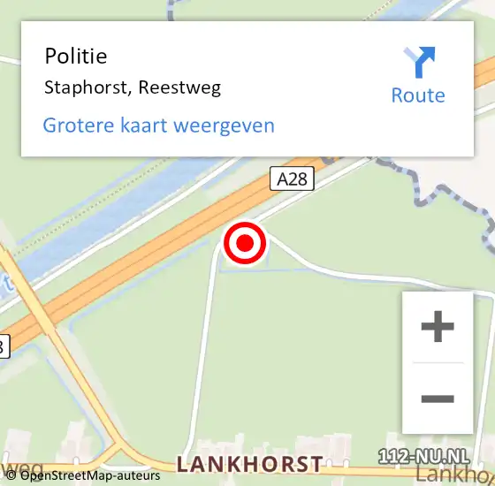 Locatie op kaart van de 112 melding: Politie Staphorst, Reestweg op 2 mei 2022 22:07