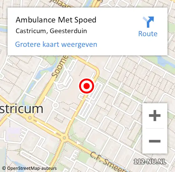 Locatie op kaart van de 112 melding: Ambulance Met Spoed Naar Castricum, Geesterduin op 2 mei 2022 22:12