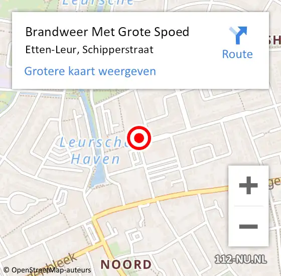 Locatie op kaart van de 112 melding: Brandweer Met Grote Spoed Naar Etten-Leur, Schipperstraat op 2 mei 2022 22:13