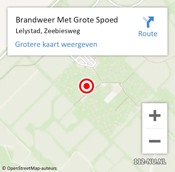 Locatie op kaart van de 112 melding: Brandweer Met Grote Spoed Naar Lelystad, Zeebiesweg op 2 mei 2022 22:31