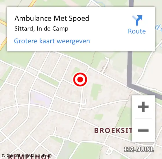 Locatie op kaart van de 112 melding: Ambulance Met Spoed Naar Sittard, In de Camp op 16 juli 2014 10:30