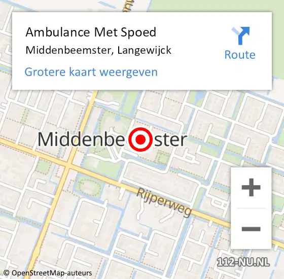 Locatie op kaart van de 112 melding: Ambulance Met Spoed Naar Middenbeemster, Langewijck op 2 mei 2022 23:16