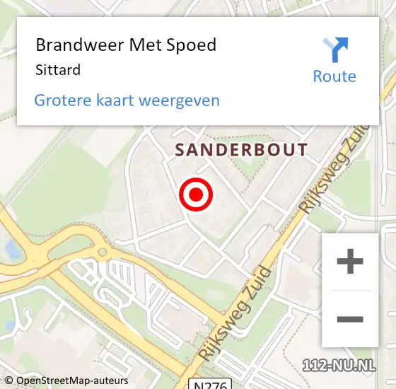 Locatie op kaart van de 112 melding: Brandweer Met Spoed Naar Sittard op 2 mei 2022 23:23