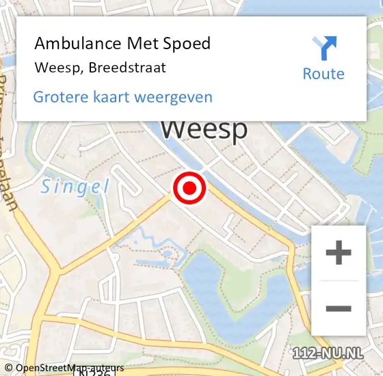 Locatie op kaart van de 112 melding: Ambulance Met Spoed Naar Weesp, Breedstraat op 2 mei 2022 23:36