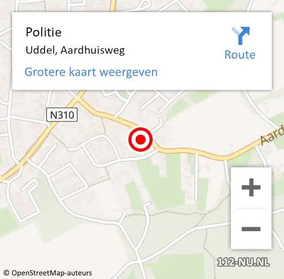 Locatie op kaart van de 112 melding: Politie Uddel, Aardhuisweg op 2 mei 2022 23:46