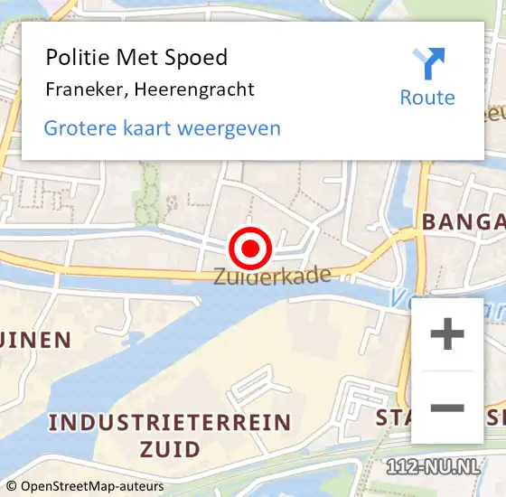 Locatie op kaart van de 112 melding: Politie Met Spoed Naar Franeker, Heerengracht op 3 mei 2022 01:05