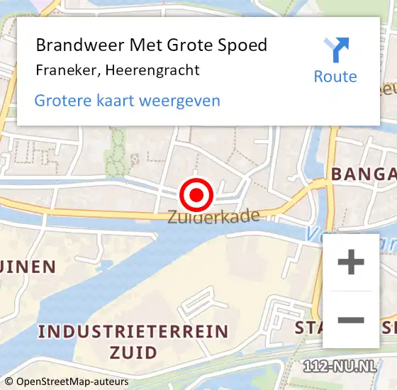 Locatie op kaart van de 112 melding: Brandweer Met Grote Spoed Naar Franeker, Heerengracht op 3 mei 2022 01:05