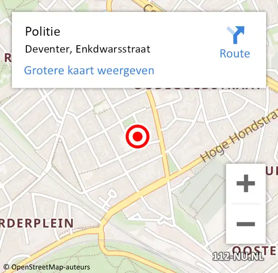 Locatie op kaart van de 112 melding: Politie Deventer, Enkdwarsstraat op 3 mei 2022 01:17