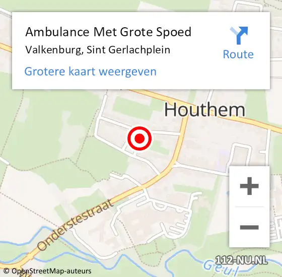 Locatie op kaart van de 112 melding: Ambulance Met Grote Spoed Naar Valkenburg, Sint Gerlachplein op 16 juli 2014 10:36