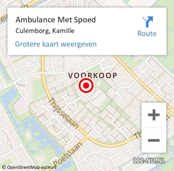 Locatie op kaart van de 112 melding: Ambulance Met Spoed Naar Culemborg, Kamille op 3 mei 2022 02:06