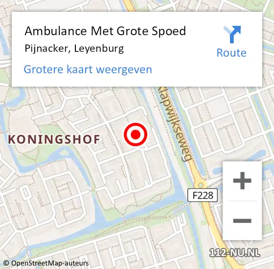 Locatie op kaart van de 112 melding: Ambulance Met Grote Spoed Naar Pijnacker, Leyenburg op 3 mei 2022 02:37