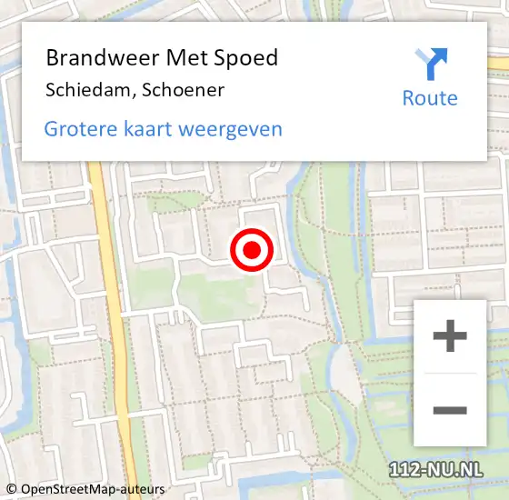 Locatie op kaart van de 112 melding: Brandweer Met Spoed Naar Schiedam, Schoener op 3 mei 2022 04:37