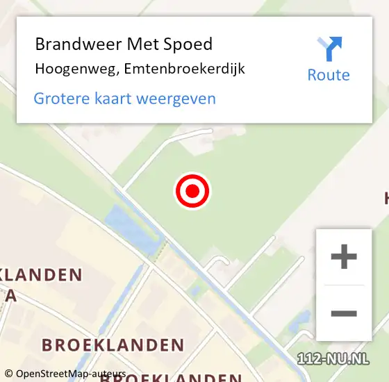 Locatie op kaart van de 112 melding: Brandweer Met Spoed Naar Hoogenweg, Emtenbroekerdijk op 3 mei 2022 05:59