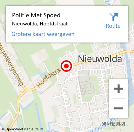 Locatie op kaart van de 112 melding: Politie Met Spoed Naar Nieuwolda, Hoofdstraat op 3 mei 2022 06:37