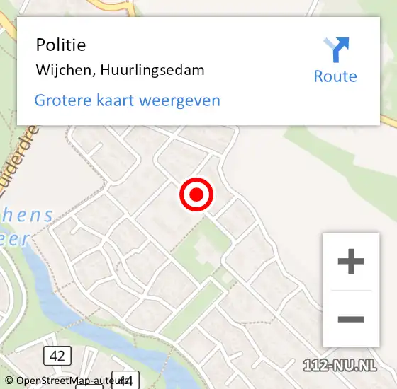 Locatie op kaart van de 112 melding: Politie Wijchen, Huurlingsedam op 3 mei 2022 06:47