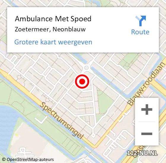 Locatie op kaart van de 112 melding: Ambulance Met Spoed Naar Zoetermeer, Neonblauw op 3 mei 2022 07:06