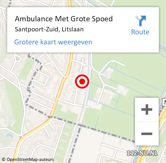 Locatie op kaart van de 112 melding: Ambulance Met Grote Spoed Naar Santpoort-Zuid, Litslaan op 3 mei 2022 08:03