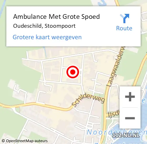 Locatie op kaart van de 112 melding: Ambulance Met Grote Spoed Naar Oudeschild, Stoompoort op 3 mei 2022 08:14