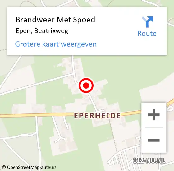 Locatie op kaart van de 112 melding: Brandweer Met Spoed Naar Epen, Beatrixweg op 3 mei 2022 08:30