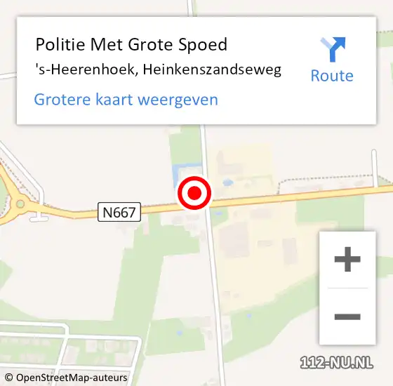 Locatie op kaart van de 112 melding: Politie Met Grote Spoed Naar 's-Heerenhoek, Heinkenszandseweg op 3 mei 2022 08:45