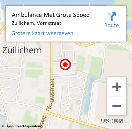 Locatie op kaart van de 112 melding: Ambulance Met Grote Spoed Naar Zuilichem, Vornstraat op 3 mei 2022 08:48
