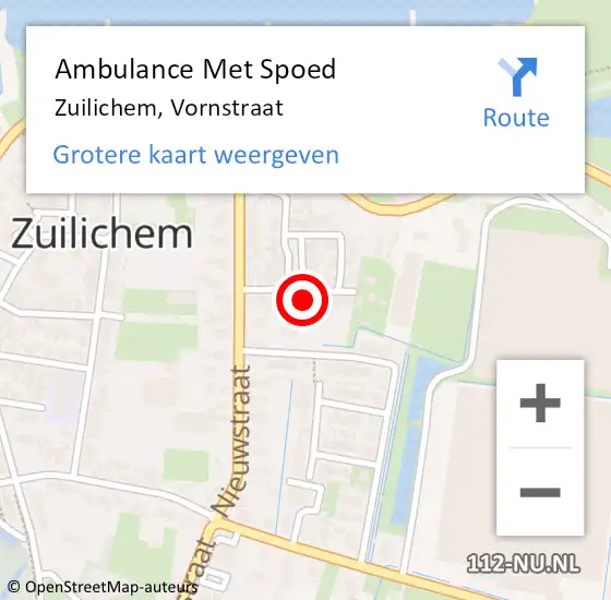 Locatie op kaart van de 112 melding: Ambulance Met Spoed Naar Zuilichem, Vornstraat op 3 mei 2022 08:49