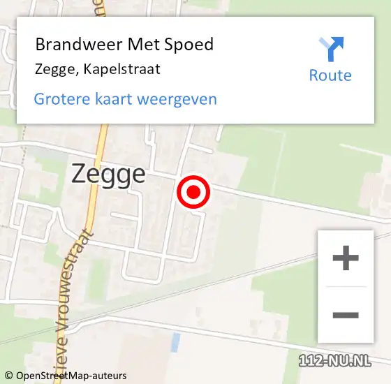 Locatie op kaart van de 112 melding: Brandweer Met Spoed Naar Zegge, Kapelstraat op 3 mei 2022 08:53