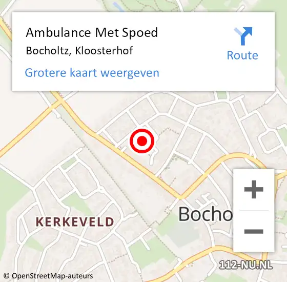 Locatie op kaart van de 112 melding: Ambulance Met Spoed Naar Bocholtz, Kloosterhof op 16 juli 2014 10:54