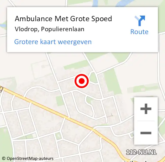 Locatie op kaart van de 112 melding: Ambulance Met Grote Spoed Naar Vlodrop, Populierenlaan op 3 mei 2022 09:24