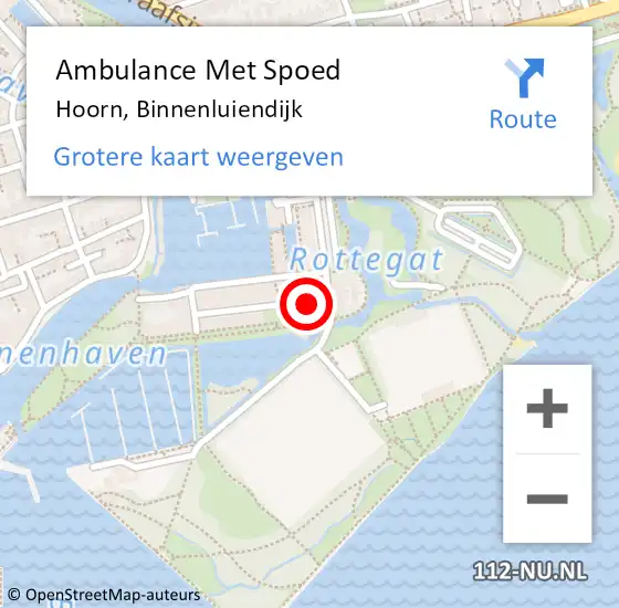 Locatie op kaart van de 112 melding: Ambulance Met Spoed Naar Hoorn, Binnenluiendijk op 3 mei 2022 09:42