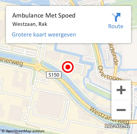 Locatie op kaart van de 112 melding: Ambulance Met Spoed Naar Westzaan, Rak op 3 mei 2022 09:57