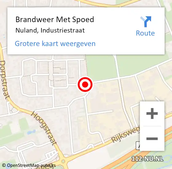 Locatie op kaart van de 112 melding: Brandweer Met Spoed Naar Nuland, Industriestraat op 3 mei 2022 10:26