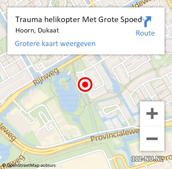 Locatie op kaart van de 112 melding: Trauma helikopter Met Grote Spoed Naar Hoorn, Dukaat op 3 mei 2022 10:28