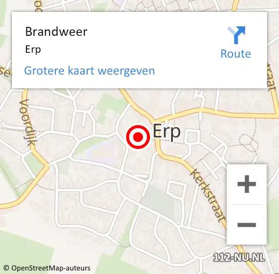 Locatie op kaart van de 112 melding: Brandweer Erp op 3 mei 2022 10:29