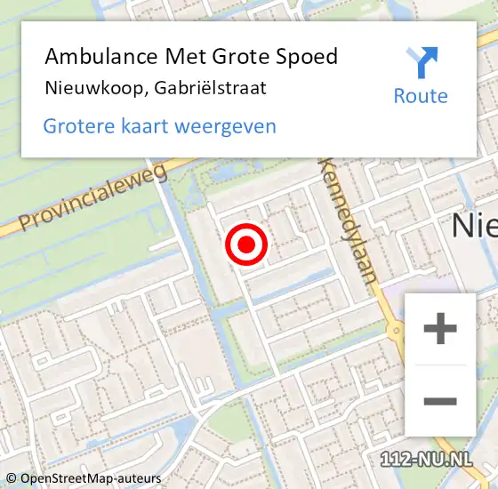 Locatie op kaart van de 112 melding: Ambulance Met Grote Spoed Naar Nieuwkoop, Gabriëlstraat op 3 mei 2022 10:37