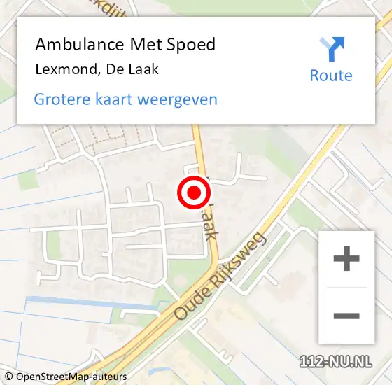 Locatie op kaart van de 112 melding: Ambulance Met Spoed Naar Lexmond, De Laak op 3 mei 2022 10:40