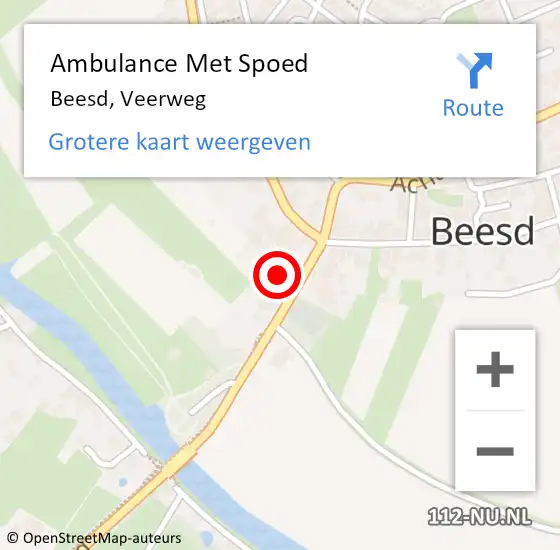 Locatie op kaart van de 112 melding: Ambulance Met Spoed Naar Beesd, Veerweg op 3 mei 2022 11:11