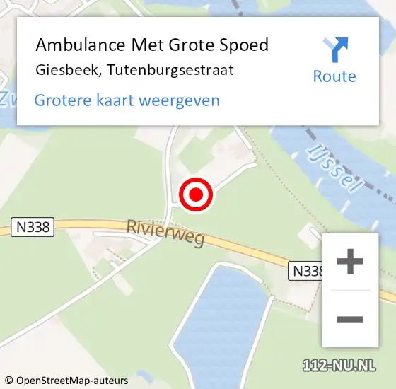 Locatie op kaart van de 112 melding: Ambulance Met Grote Spoed Naar Giesbeek, Tutenburgsestraat op 3 mei 2022 11:28