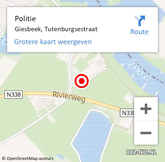 Locatie op kaart van de 112 melding: Politie Giesbeek, Tutenburgsestraat op 3 mei 2022 11:28