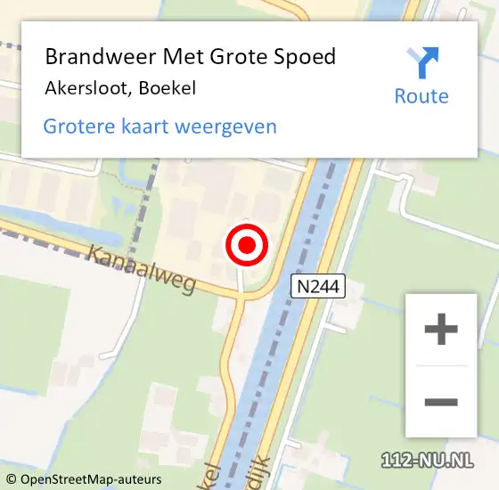 Locatie op kaart van de 112 melding: Brandweer Met Grote Spoed Naar Akersloot, Boekel op 3 mei 2022 11:38