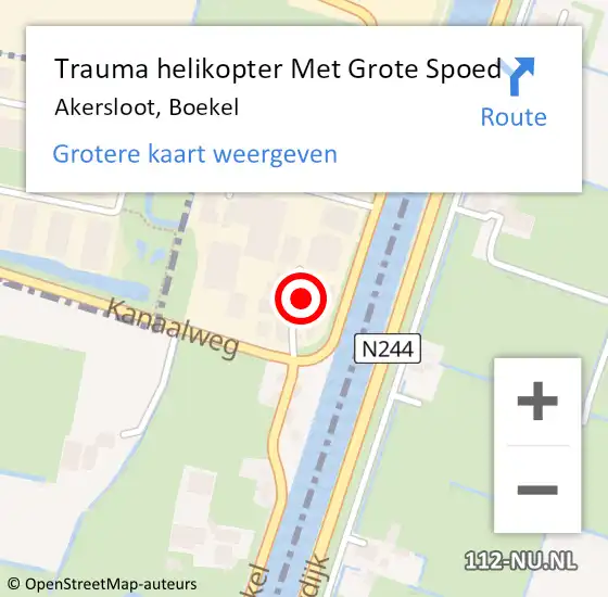 Locatie op kaart van de 112 melding: Trauma helikopter Met Grote Spoed Naar Akersloot, Boekel op 3 mei 2022 11:39