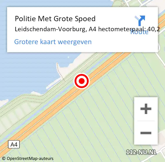 Locatie op kaart van de 112 melding: Politie Met Grote Spoed Naar Leidschendam-Voorburg, A4 hectometerpaal: 40,2 op 3 mei 2022 11:45