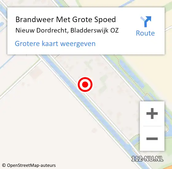 Locatie op kaart van de 112 melding: Brandweer Met Grote Spoed Naar Nieuw Dordrecht, Bladderswijk OZ op 3 mei 2022 11:48