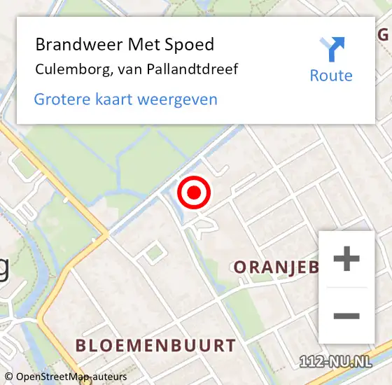 Locatie op kaart van de 112 melding: Brandweer Met Spoed Naar Culemborg, van Pallandtdreef op 3 mei 2022 11:58